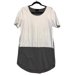 Lumiere Faux Leather White & Gray Shirt Dress